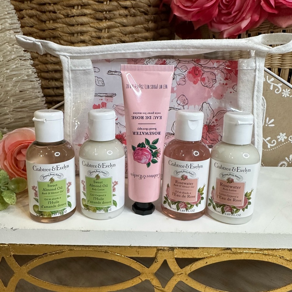 Crabtree Evelyn ROSE WATER SWEET ALMOND OIL lotion shower gel moisturizer gift - Picture 5 of 9